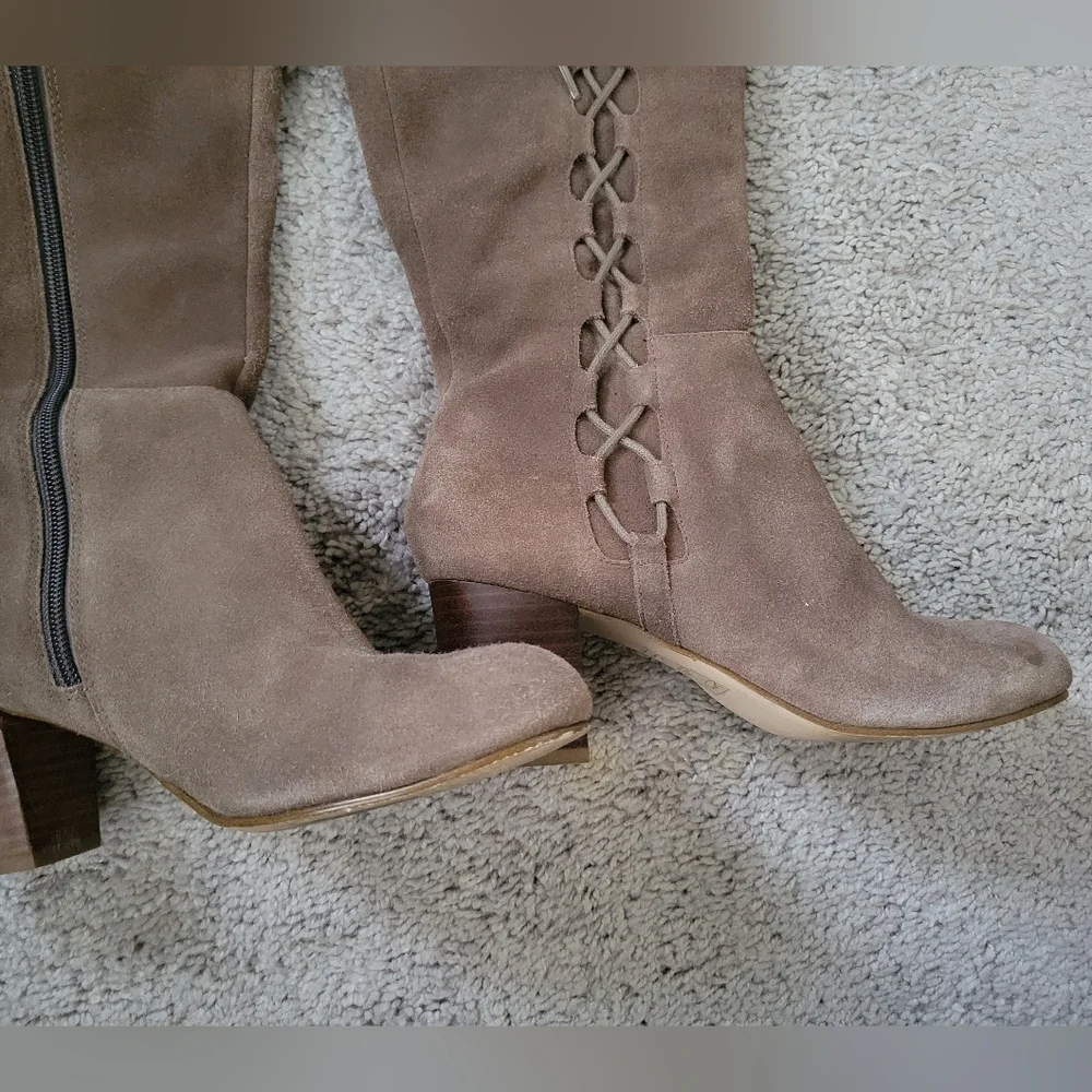 Women's Tan Suede Knee-High Boots - Picture 5 of 9